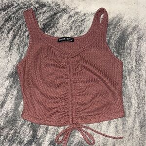 SHEIN Dusty Rose Ruched Crop Top